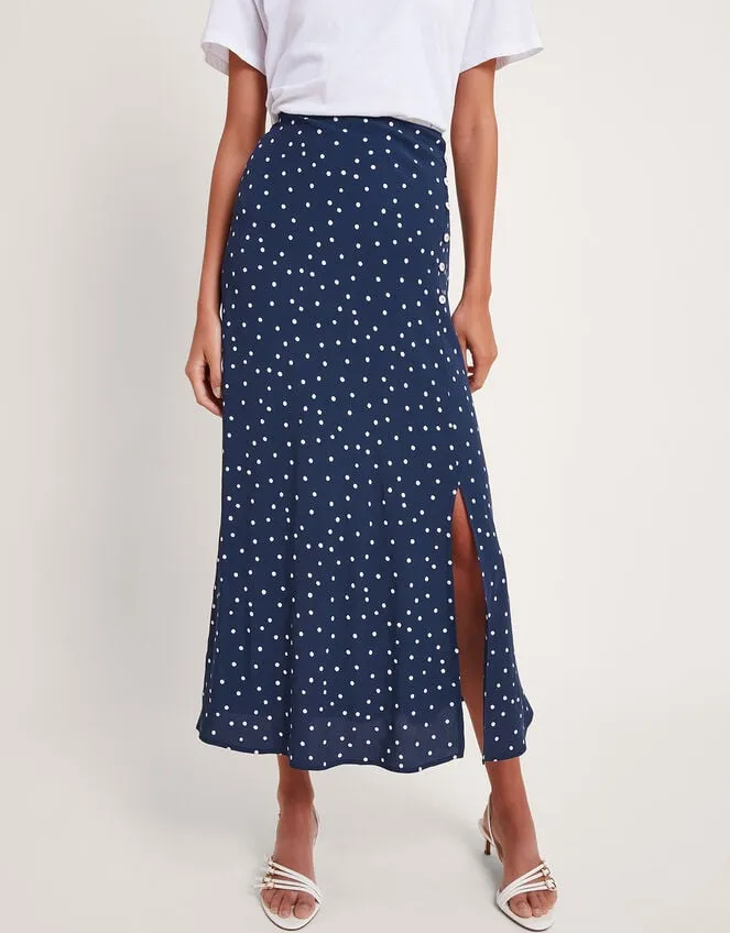 Women Shiloh Spot Bias Skirt Blue Monsoon Skirts