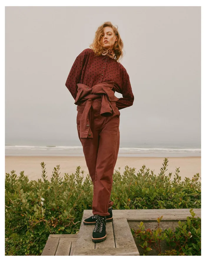 Women Shirred Corduroy Westlake Shirt In Oval Dot Dark Fig Madewell Tops and Shirts Women Shirred Corduroy Westlake Shirt In Oval Dot Dark Fig Madewell Tops and Shirts