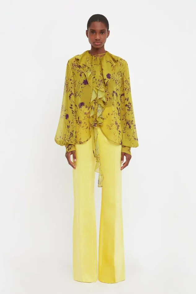 Women Shirts and Tops Victoria Beckham Romantic Blouse In Yellow Ochre
