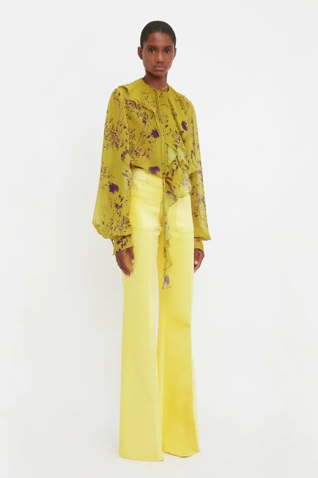 Women Shirts and Tops Victoria Beckham Romantic Blouse In Yellow Ochre