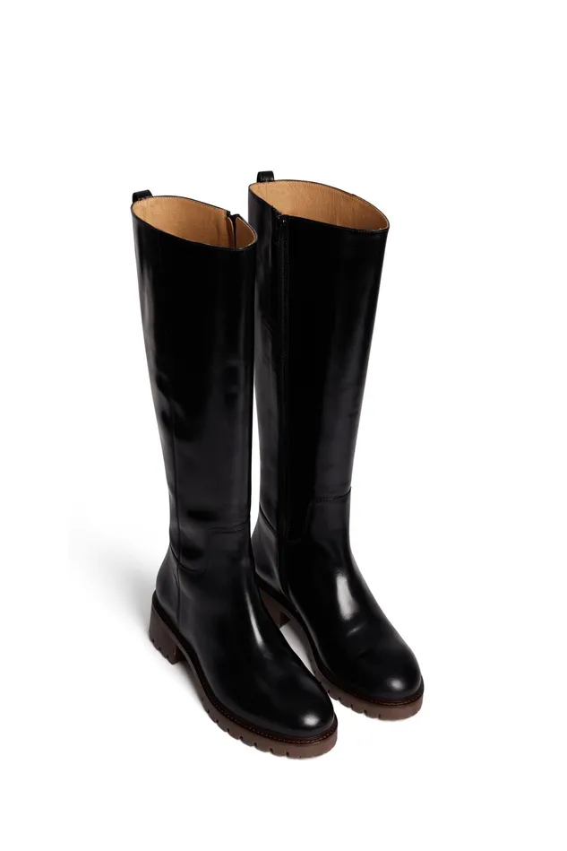 Women Shoes Phoebe Noir Bottes Cuir Noir Des Petits Hauts Shoes and Socks