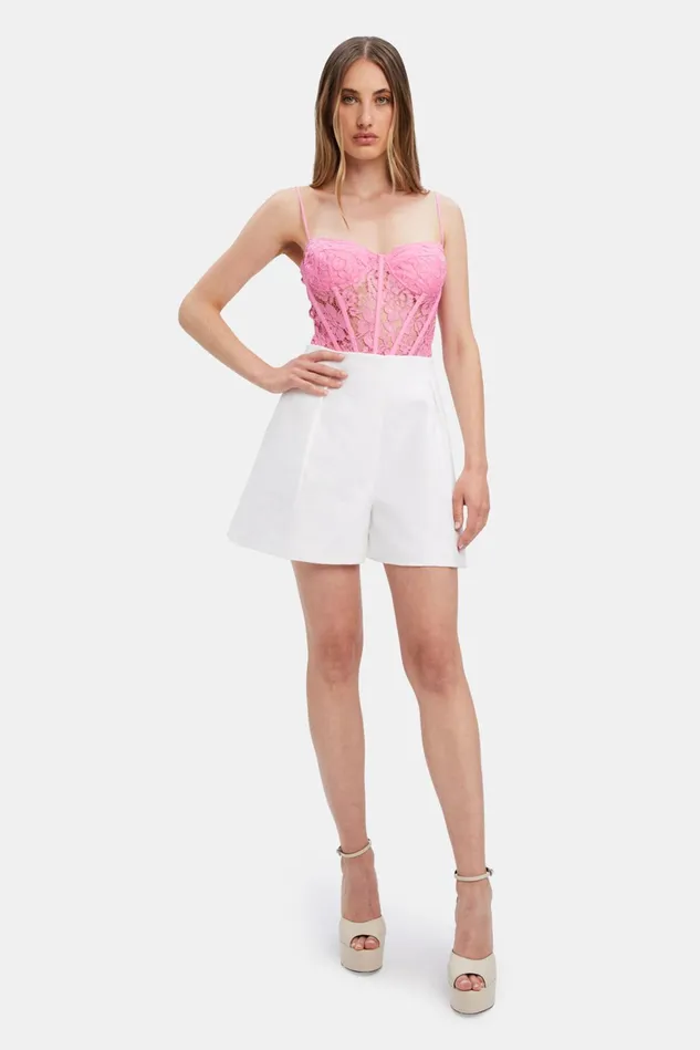 Women Shorts Bardot Iris High Waisted Short In Orchid White Orchid White