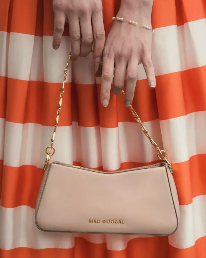 Women Shoulder Bags Mac Duggal Gold Strap Small Taupe Nappa Leather Shoulder Bag 8211 FINAL SALE Taupe