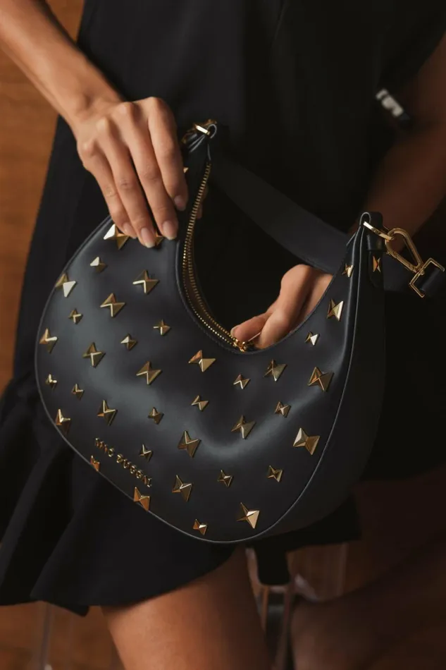 Women Shoulder Bags Mac Duggal Leather Hobo Bag With Gold Hardware Black