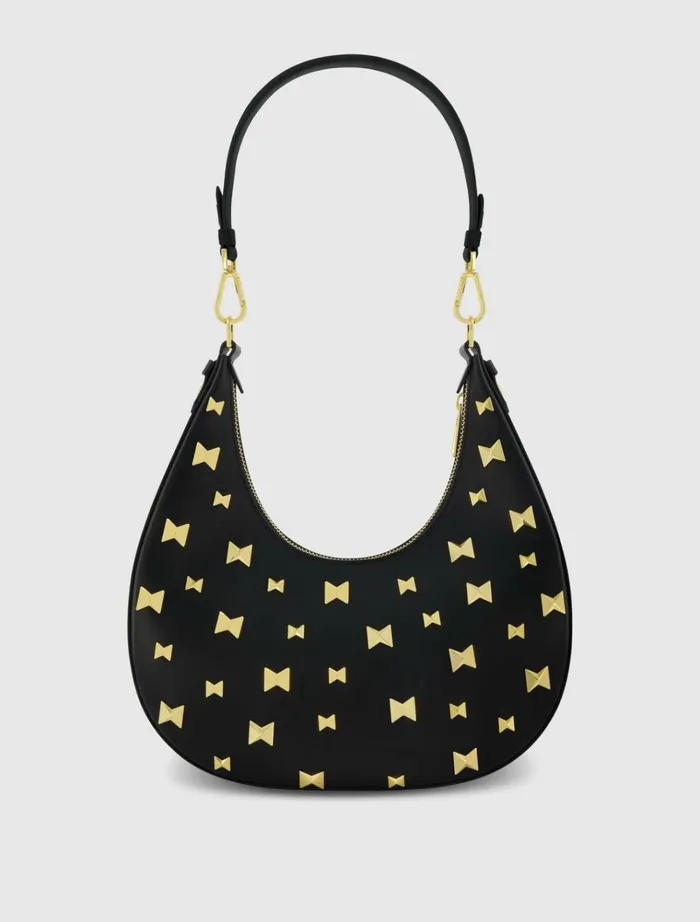 Women Shoulder Bags Mac Duggal Leather Hobo Bag With Gold Hardware Black