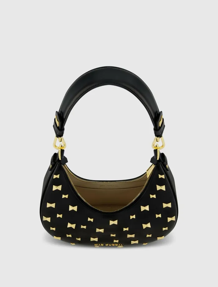 Women Shoulder Bags Mac Duggal Leather Hobo Bag With Gold Hardware Black