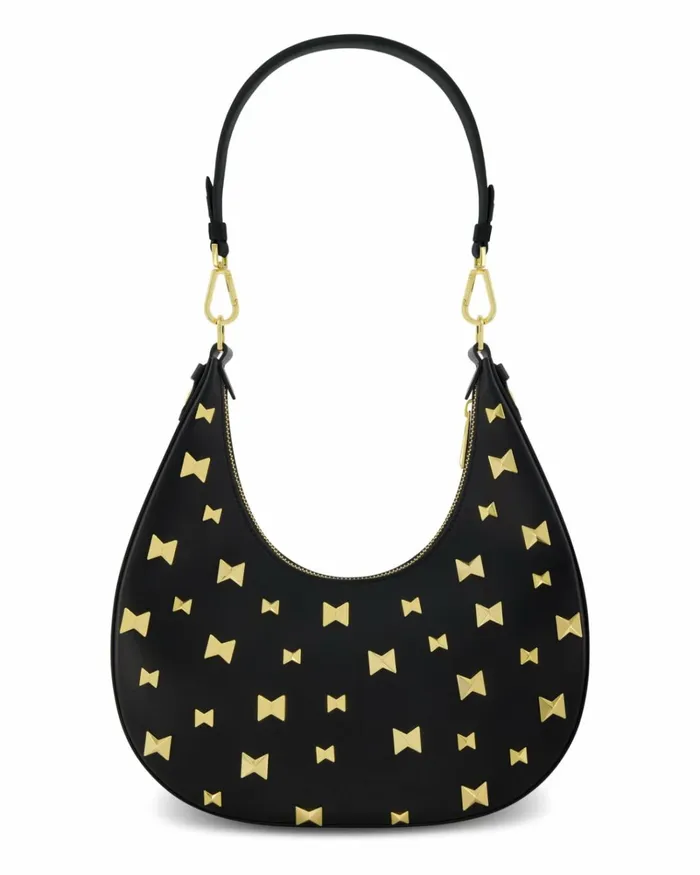 Women Shoulder Bags Mac Duggal Leather Hobo Bag With Gold Hardware Black