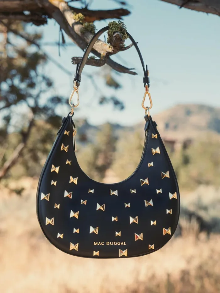 Women Shoulder Bags Mac Duggal Leather Hobo Bag With Gold Hardware Black