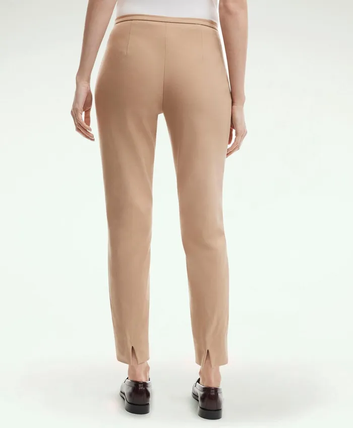 Women SideZip Stretch Cotton Pant Medium Beige Brooks Brothers Pants and Skirts