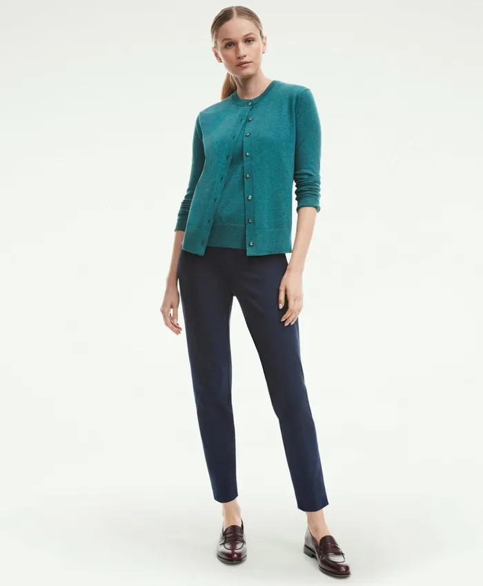 Women SideZip Stretch Cotton Pant Navy Brooks Brothers Pants and Skirts