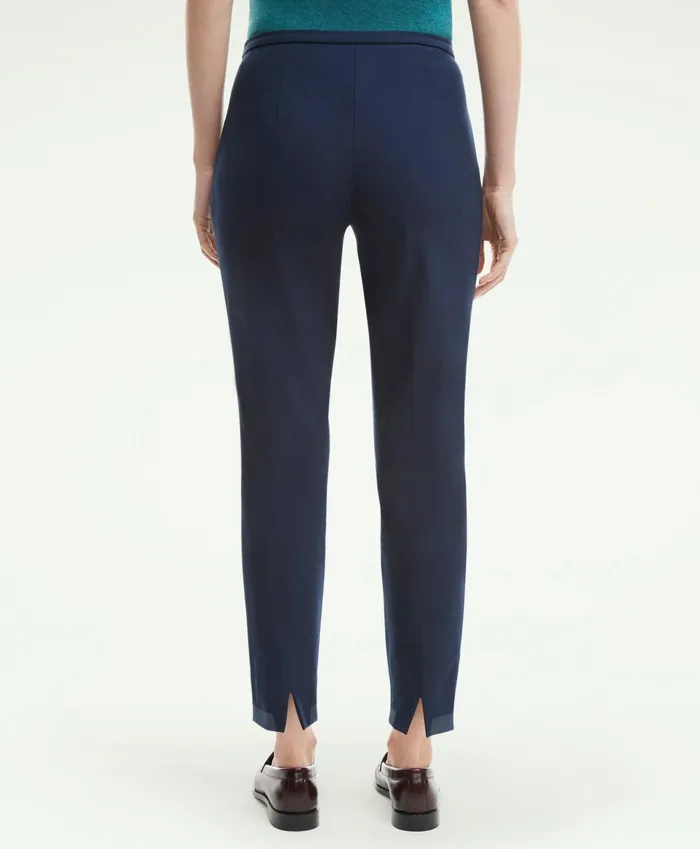 Women SideZip Stretch Cotton Pant Navy Brooks Brothers Pants and Skirts