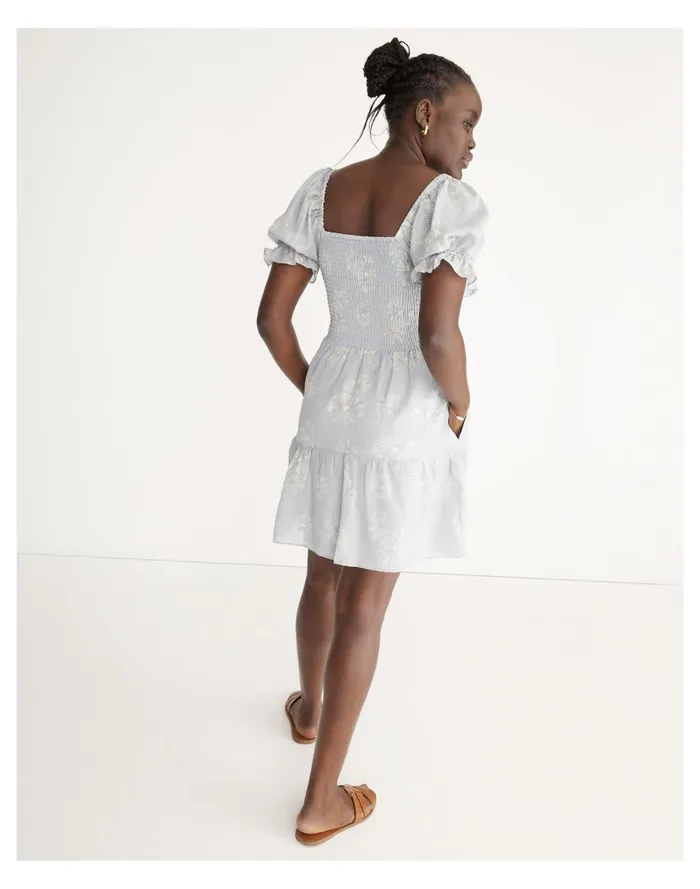 Women Silk Lucie Smocked Mini Dress In Moody Blooms Dusty Pool Madewell Dresses Women Silk Lucie Smocked Mini Dress In Moody Blooms Dusty Pool Madewell Dresses
