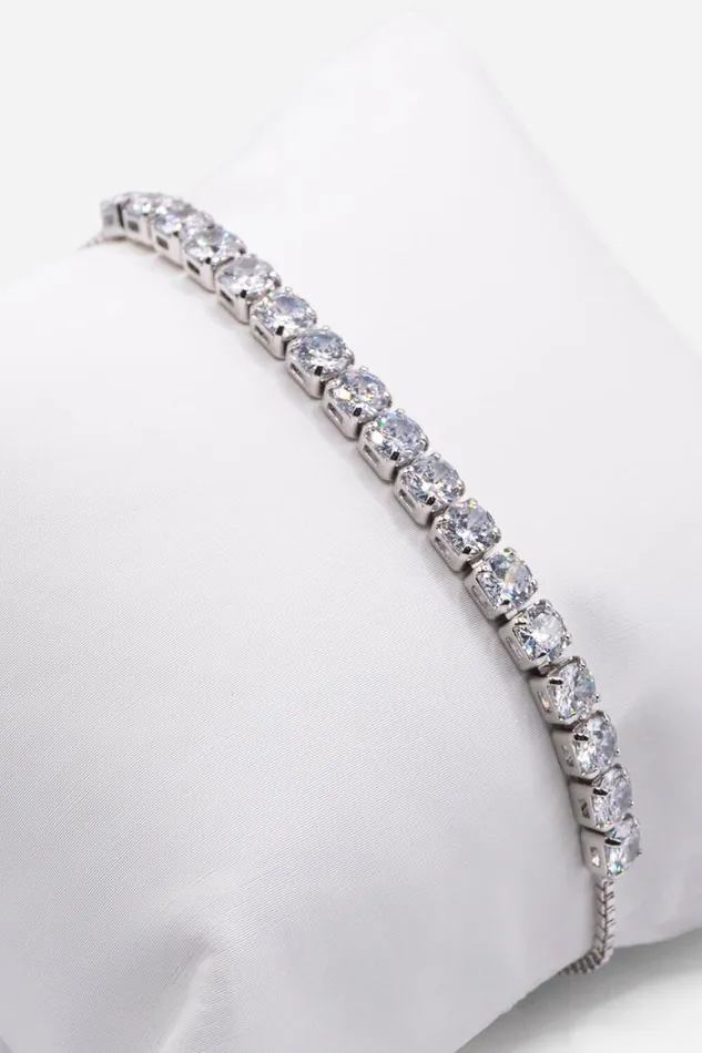 Women Silver Adjustable Slider Tennis Bracelet Roman Jewellery