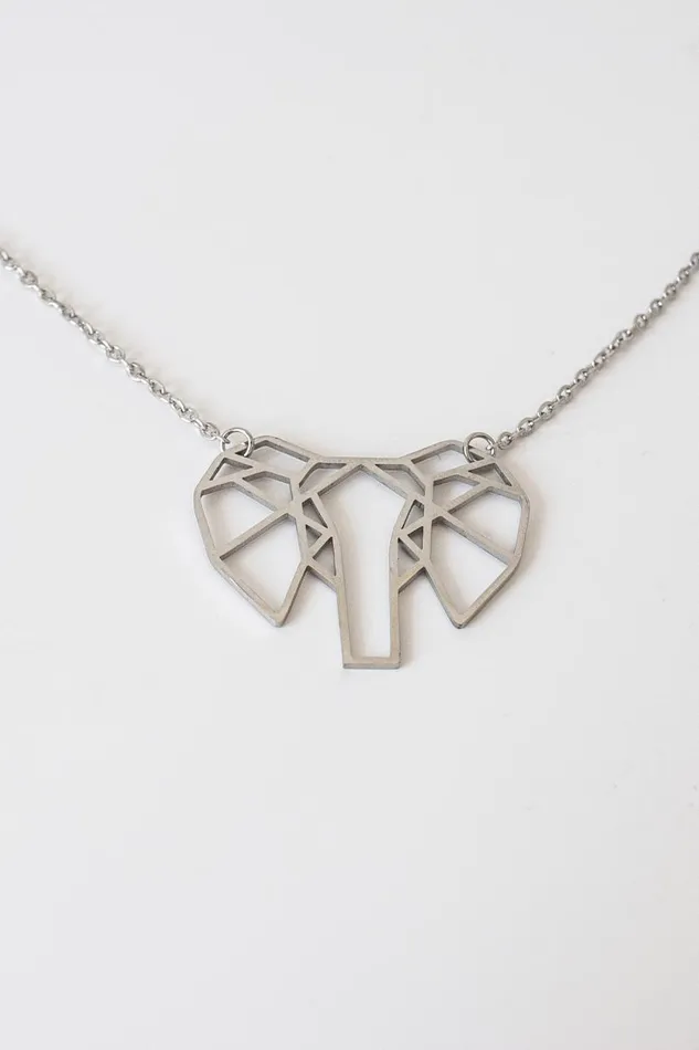 Women Silver Origami Elephant Necklace Roman Jewellery