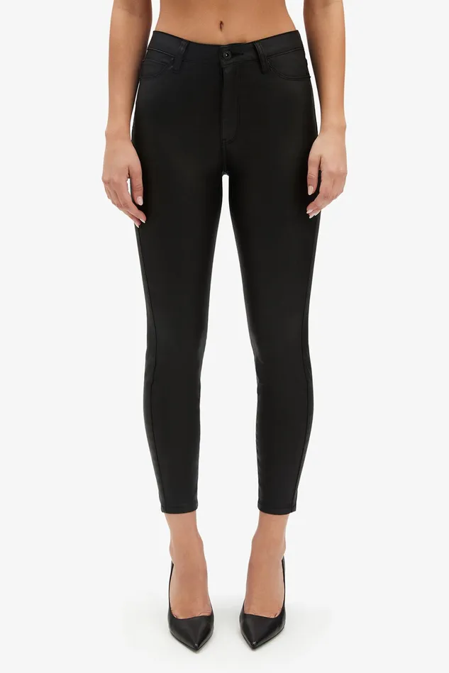 Women Skinny Jeans Bardot Khloe Crop Coated Jeans In Black Black