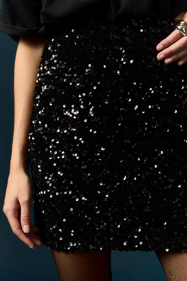 Women Skirt Jaliza Noir Jupe Sequins Noirs Des Petits Hauts Dresses and Skirts
