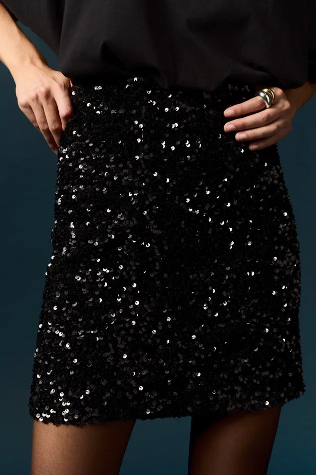 Women Skirt Jaliza Noir Jupe Sequins Noirs Des Petits Hauts Dresses and Skirts