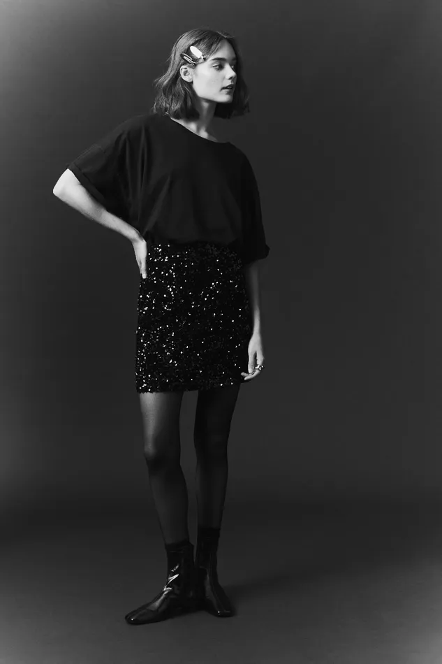 Women Skirt Jaliza Noir Jupe Sequins Noirs Des Petits Hauts Dresses and Skirts