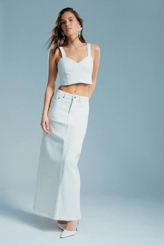 Women Skirts Bardot Evianna Denim Maxi Skirt In Off White Off White Women Skirts Bardot Evianna Denim Maxi Skirt In Off White Off White
