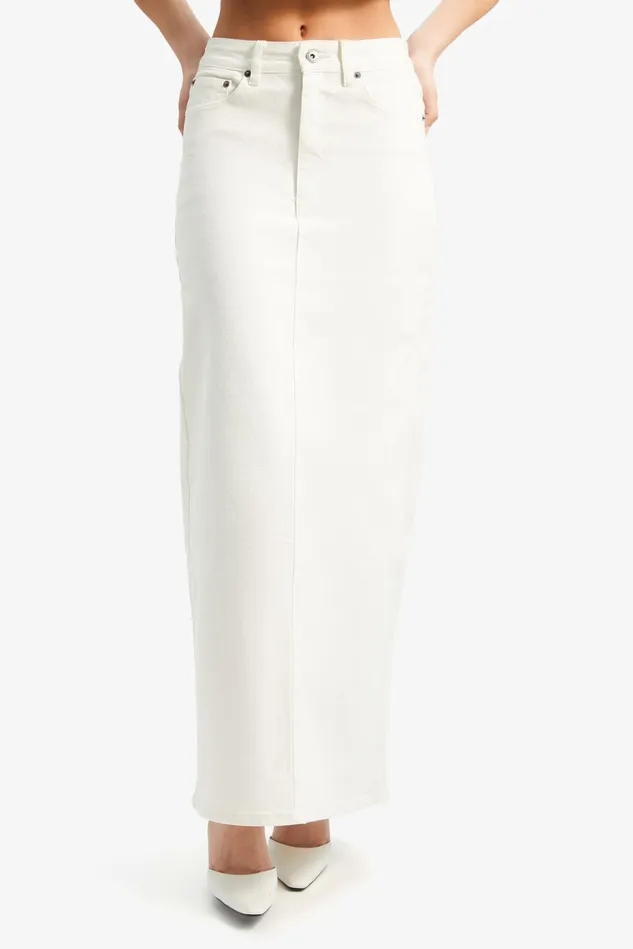 Women Skirts Bardot Evianna Denim Maxi Skirt In Off White Off White Women Skirts Bardot Evianna Denim Maxi Skirt In Off White Off White