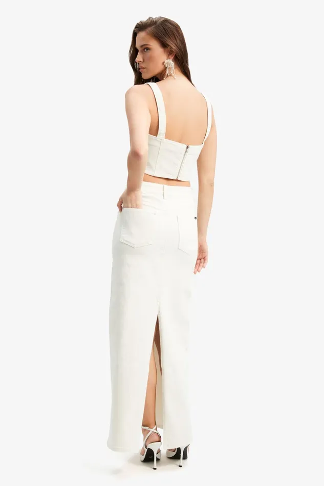 Women Skirts Bardot Evianna Denim Maxi Skirt In Off White Off White Women Skirts Bardot Evianna Denim Maxi Skirt In Off White Off White