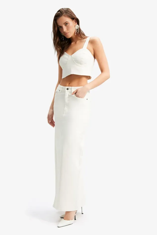 Women Skirts Bardot Evianna Denim Maxi Skirt In Off White Off White Women Skirts Bardot Evianna Denim Maxi Skirt In Off White Off White