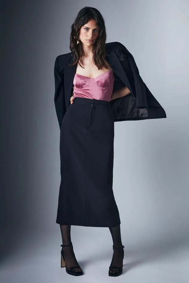 Women Skirts Bardot Tailored Midi Skirt In Black Black Women Skirts Bardot Tailored Midi Skirt In Black Black