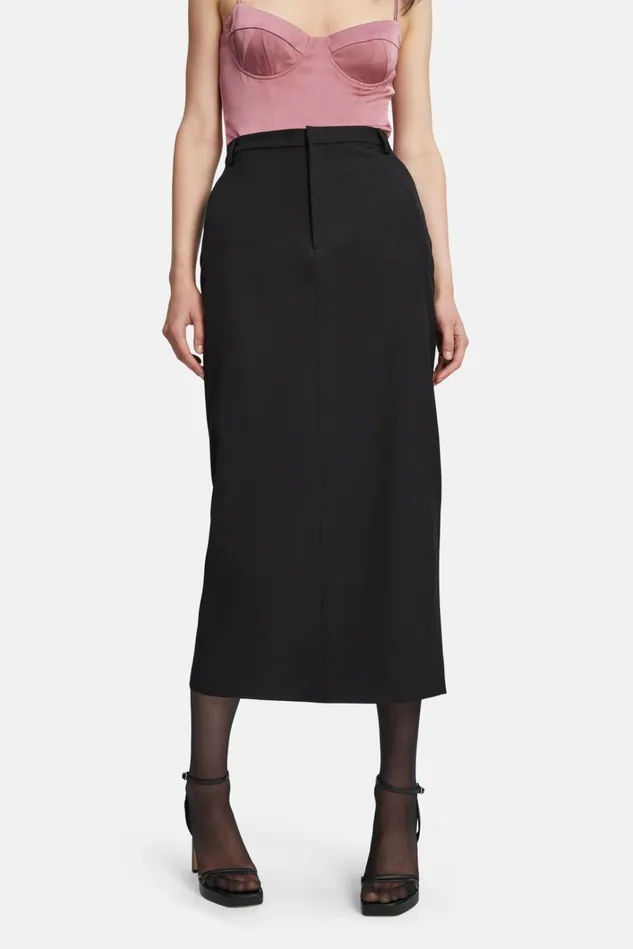 Women Skirts Bardot Tailored Midi Skirt In Black Black Women Skirts Bardot Tailored Midi Skirt In Black Black