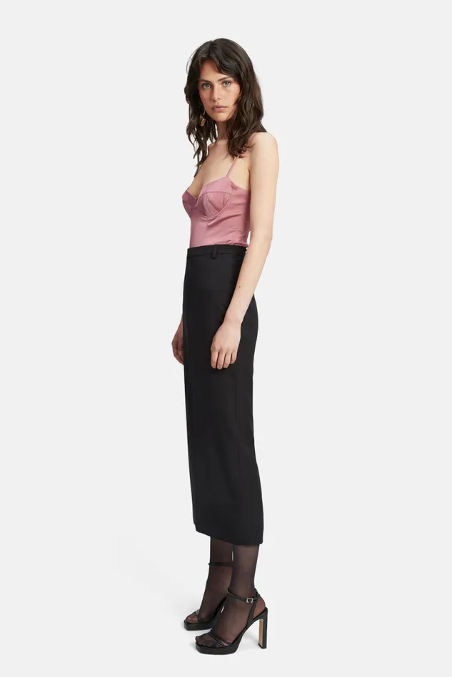 Women Skirts Bardot Tailored Midi Skirt In Black Black Women Skirts Bardot Tailored Midi Skirt In Black Black