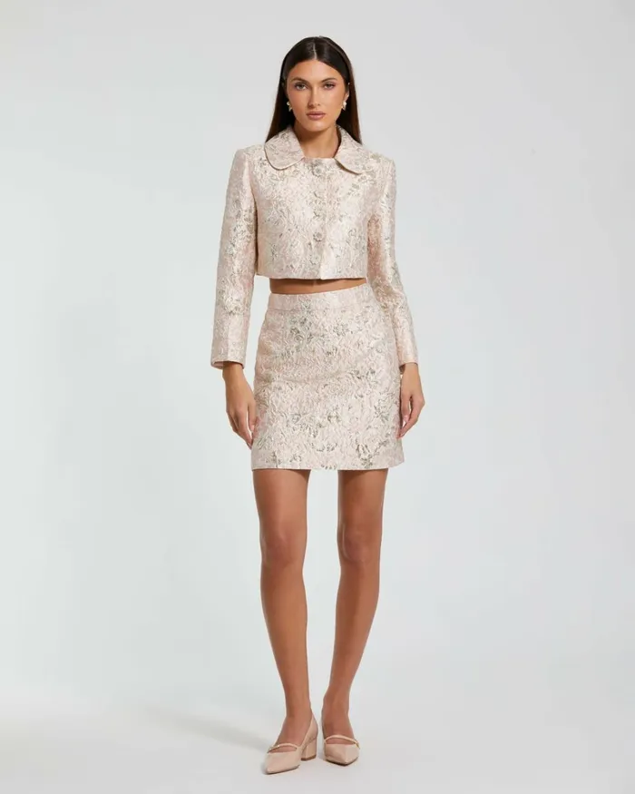 Women Skirts Mac Duggal Brocade Mini Skirt Blush Multi