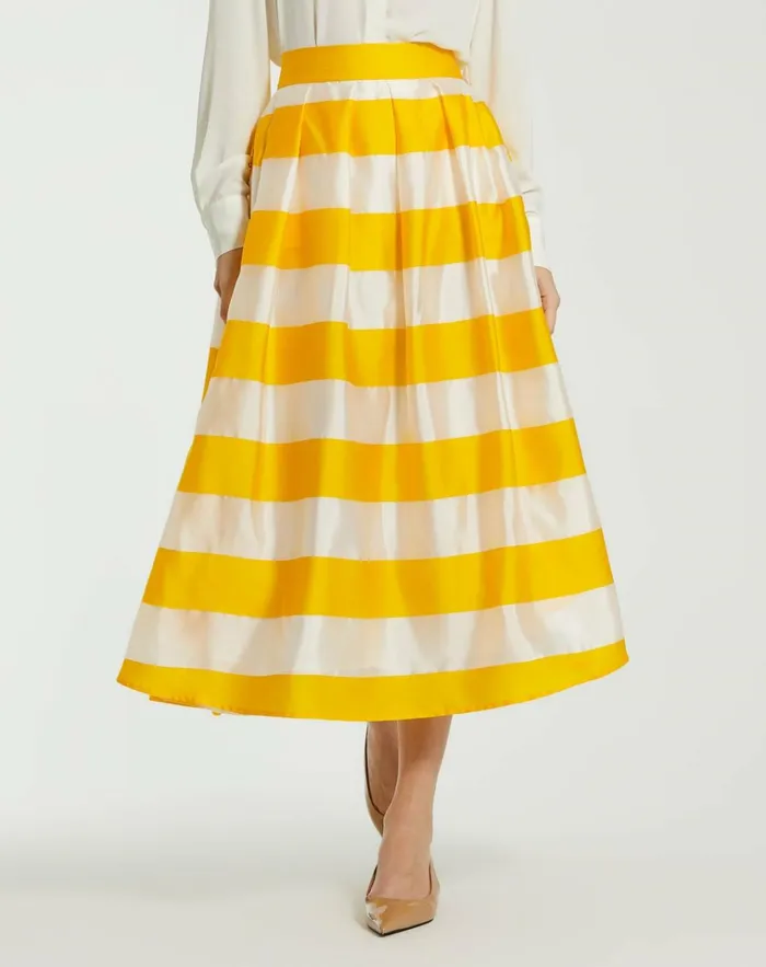 Women Skirts Mac Duggal Striped Organza High Waisted Midi Skirt 8211 FINAL SALE Sunshine Women Skirts Mac Duggal Striped Organza High Waisted Midi Skirt 8211 FINAL SALE Sunshine