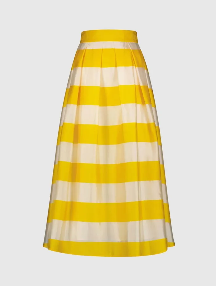 Women Skirts Mac Duggal Striped Organza High Waisted Midi Skirt 8211 FINAL SALE Sunshine