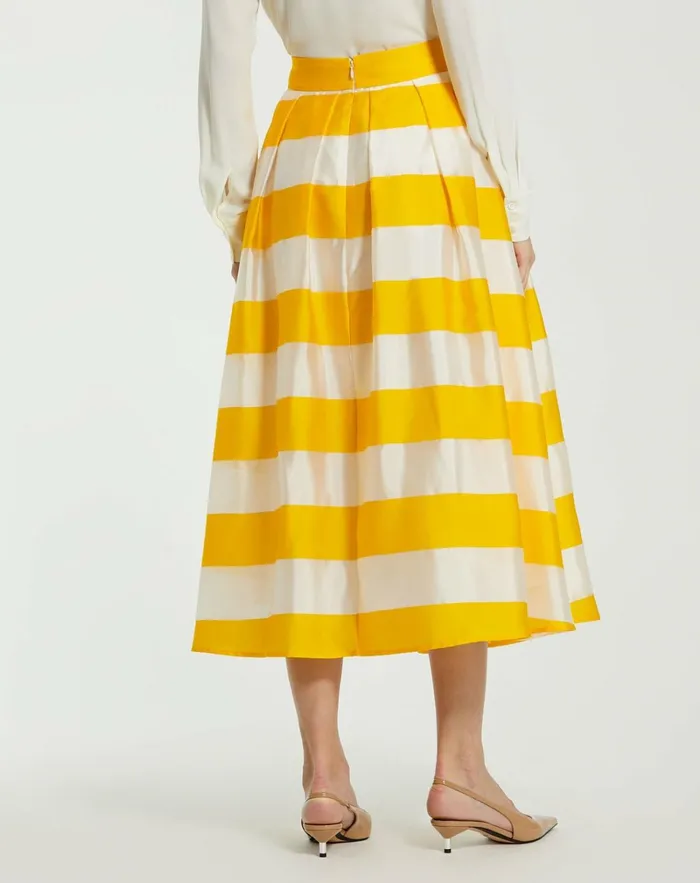 Women Skirts Mac Duggal Striped Organza High Waisted Midi Skirt 8211 FINAL SALE Sunshine
