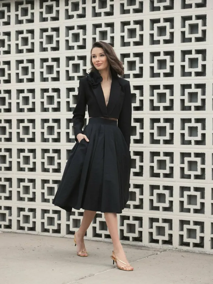 Women Skirts Mac Duggal The Bubbly Faille High Waisted Midi Full Circle Skirt Black