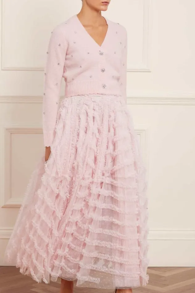 Women Skirts Needle and Thread Florence Ruffle Ankle Skirt Pink