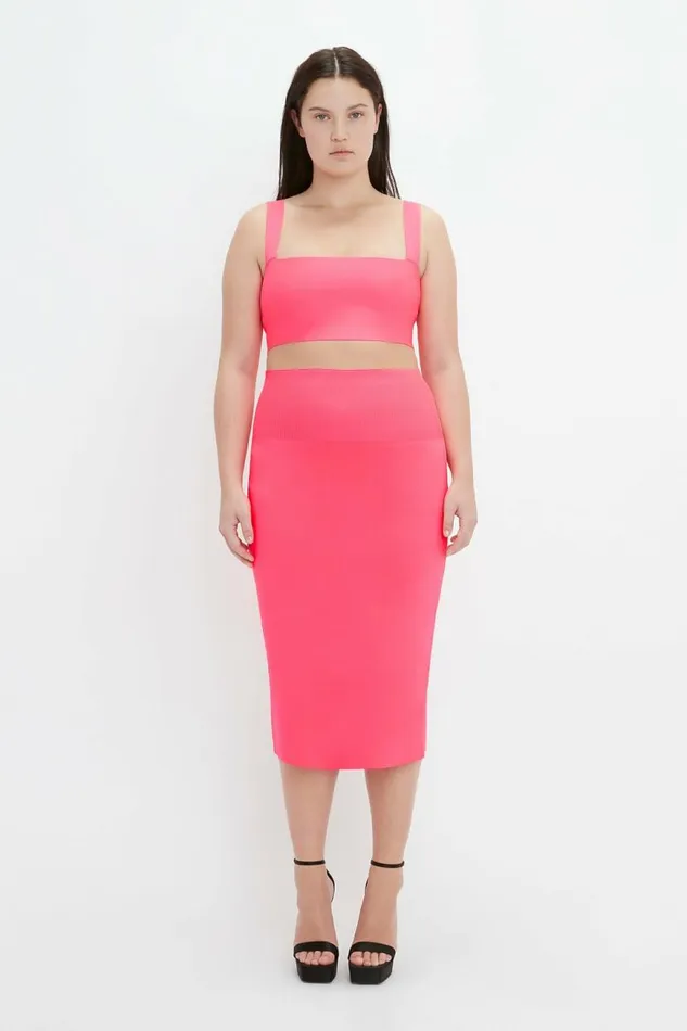 Women Skirts Victoria Beckham VB Body Fitted Midi Skirt In Pink