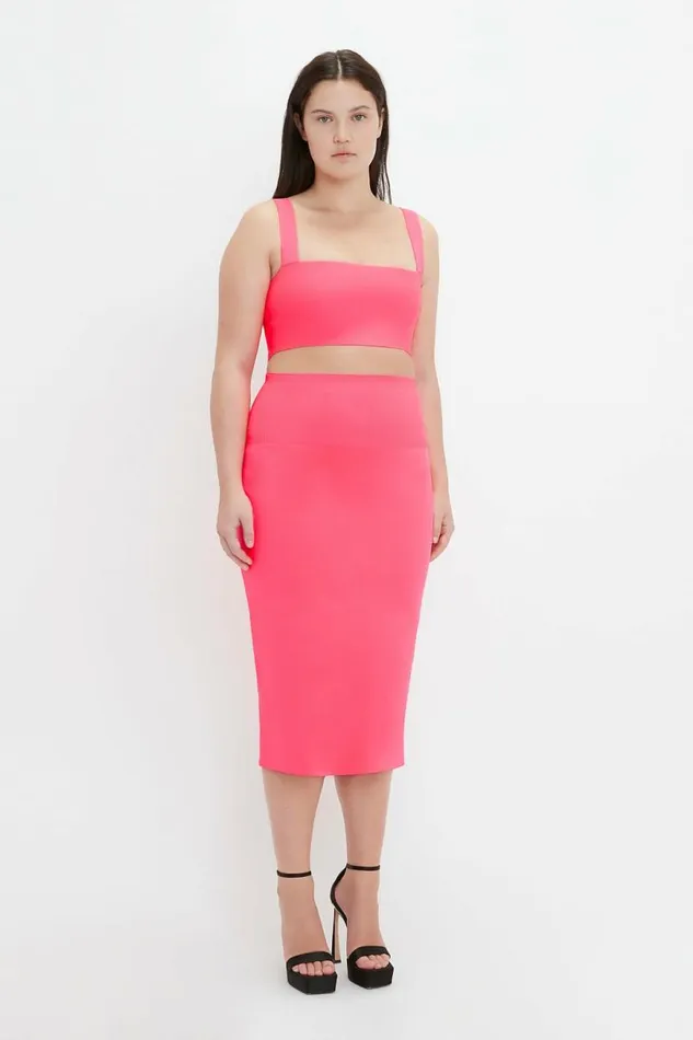 Women Skirts Victoria Beckham VB Body Fitted Midi Skirt In Pink