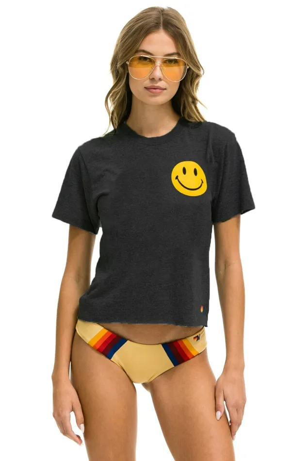 Women SMILEY 2 BOYFRIEND TEE 8211 CHARCOAL Aviator Nation UnisexTees