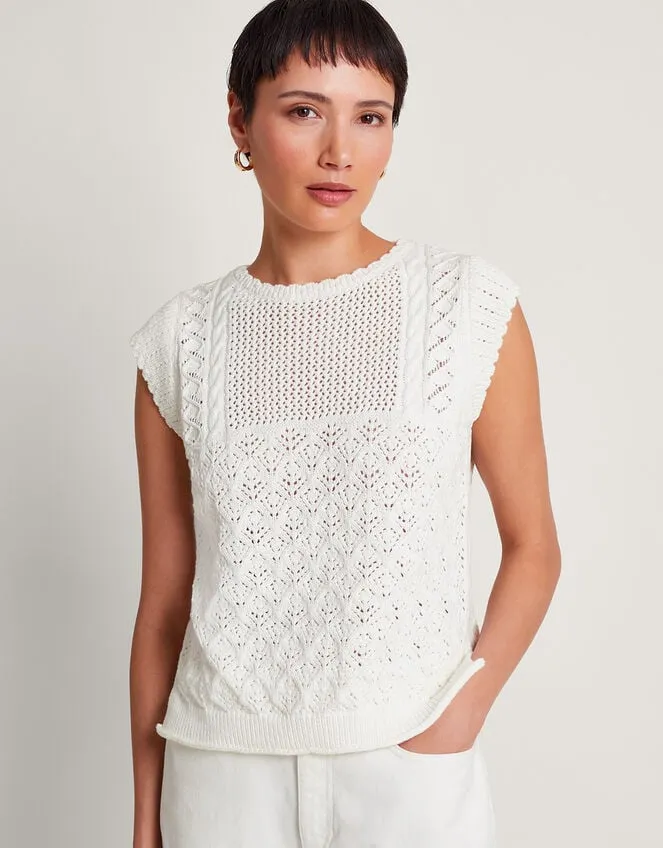Women Sofia Stitch Knitted Vest Ivory Monsoon Casualwear
