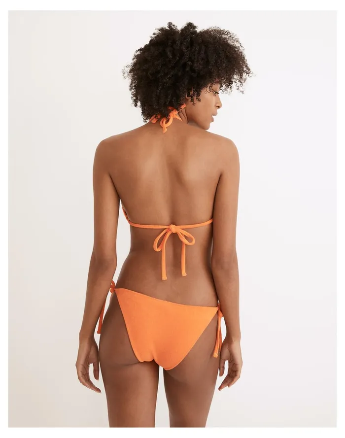 Women Solid and Striped Terry Iris String Bikini Top Tangerine Madewell Swim Women Solid and Striped Terry Iris String Bikini Top Tangerine Madewell Swim