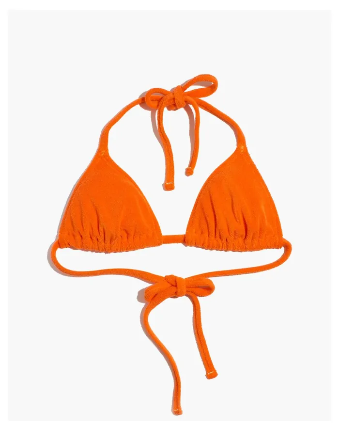 Women Solid and Striped Terry Iris String Bikini Top Tangerine Madewell Swim Women Solid and Striped Terry Iris String Bikini Top Tangerine Madewell Swim