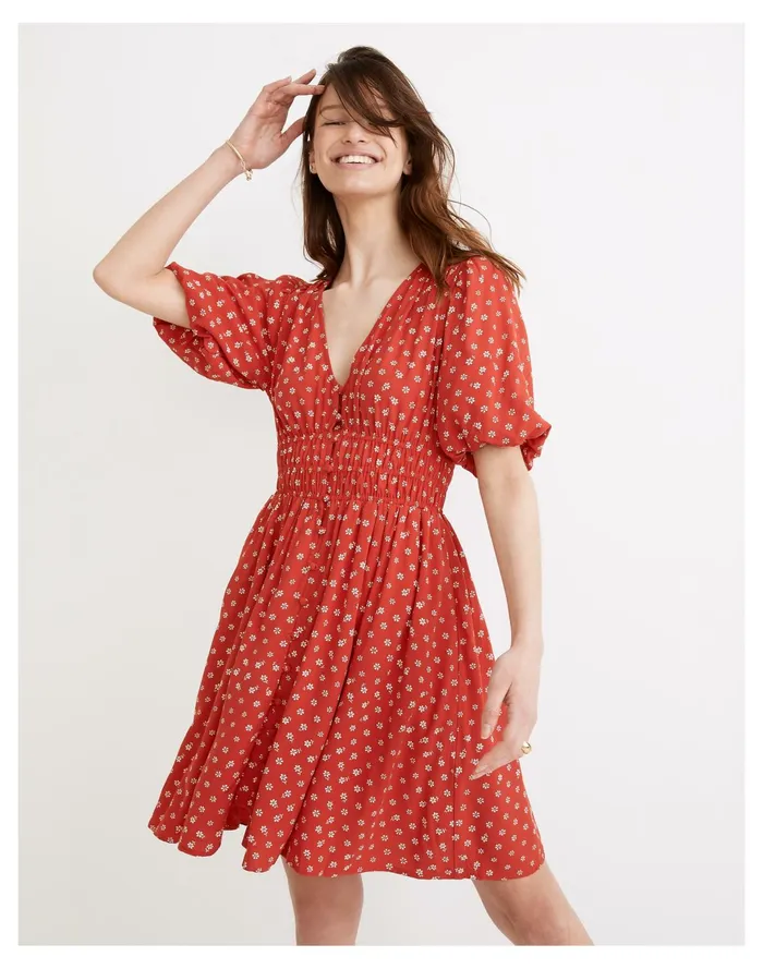 Women Sophia Mini Dress In Bandana Flower Bandana Red Madewell Dresses