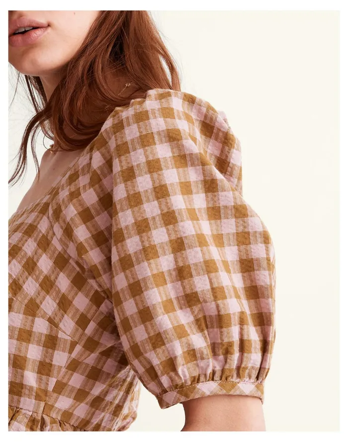 Women Square Neck Puff Sleeve Dress In Gingham Seersucker Spiced Olive Madewell Dresses Women Square Neck Puff Sleeve Dress In Gingham Seersucker Spiced Olive Madewell Dresses
