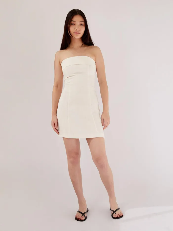 Women St Agni 8211 Fold Detail Mini Dress In Ivory The UNDONE Dresses