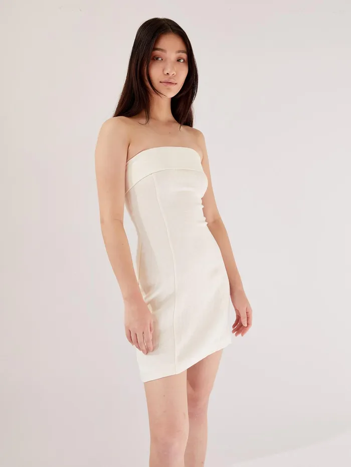 Women St Agni 8211 Fold Detail Mini Dress In Ivory The UNDONE Dresses