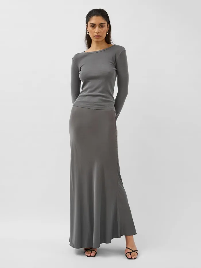 Women St Agni 8211 Soft Silk Maxi Skirt In Pewter Grey The UNDONE Skirts