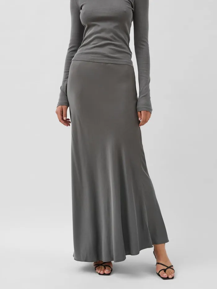 Women St Agni 8211 Soft Silk Maxi Skirt In Pewter Grey The UNDONE Skirts