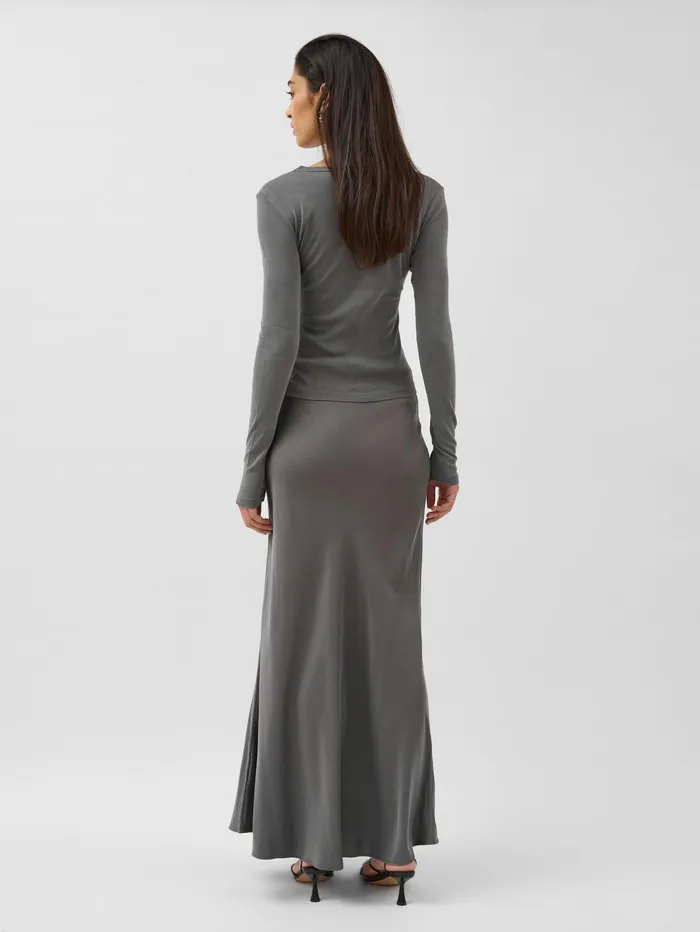 Women St Agni 8211 Soft Silk Maxi Skirt In Pewter Grey The UNDONE Skirts