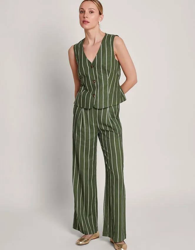 Women Susan Stripe Waistcoat Green Monsoon Tops and Blouses