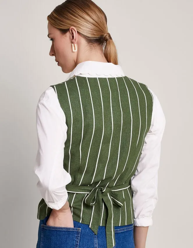 Women Susan Stripe Waistcoat Green Monsoon Tops and Blouses